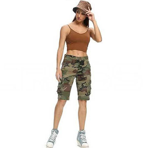 Shorts cargo camouflage d'été pour femme, taille mi-haute, fermeture boutonnée, en toile respirante, style décontracté avec poches, pour le jogging - Product Image 2