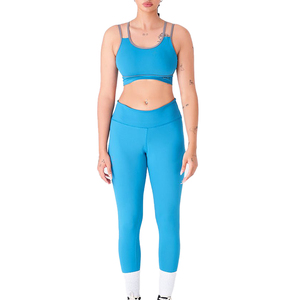 Custom Logo Women's Yoga Set Seamless Ribbed Long Sleeve Crop <b>Top</b> and High Waisted Leggings Two Piece Gym Fitness Outfit - Product Image 1