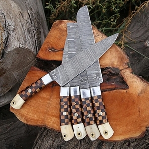 Ensemble de couteaux de cuisine en acier au carbone, 5 pièces, forgés à la main, manche en bois, durables, multifonctionnels, pour un usage quotidien - Product Image 2