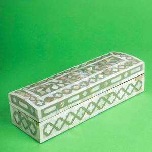 Boîte de rangement en nacre verte et blanche pour chambre à coucher, boîtes de rangement décoratives, boîte à bijoux en bois sculpté oriental, rectangulaire - Product Image 5