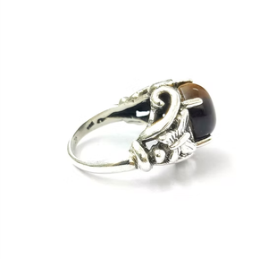 Anillo de Plata de Ley 925 con Ojo de Tigre y Libélula - Joyería Vintage con Piedra Preciosa Natural para Bodas y Fiestas - Product Image 3