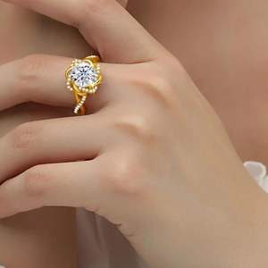 Anillo de Compromiso RITZIN con Moissanita de 3 Quilates, Estilo Elegante |   Plata de Ley 925 y Chapado en Oro Rosa |   Anillo de boda y de promesa para mujer - Product Image 1