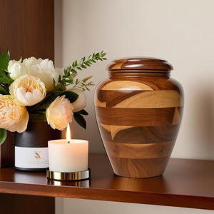 Urne funéraire décorative en bois faite à la main avec couvercle, pot de rangement en bois, décoration moderne pour la maison, fournisseur en gros - Product Image 5