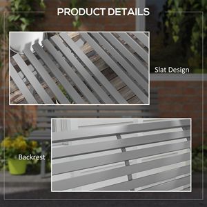 Panca esterna leggera in alluminio grigio con sedile a doghe per Patio moderno o aree del parco - Product Image 6