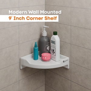 Support d'angle mural en métal de 9 pouces, robuste, pour salle de bain, double niveau, finition argentée - Product Image 3