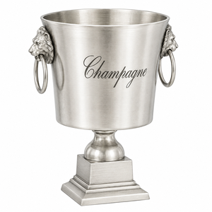 Refroidisseur à champagne de luxe pour professionnels |   Refroidisseur à vin en métal argenté avec poignée en forme de lion pour mariage, bar, fête, restaurant, décoration de table - Product Image 1