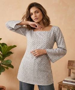 เสื้อผ้าพิมพ์ลายผ้าฝ้ายสุดฮิต สำหรับใส่ทุกวัน ราคาขายส่ง เสื้อผ้าชาติพันธุ์ สีเทา - Product Image 1