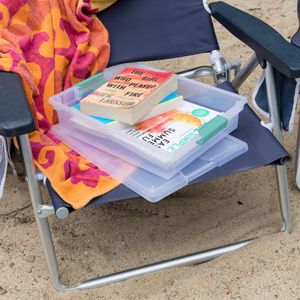 Paquete de 6 Contenedores Apilables de Plástico Transparente con Tapas con Cierre, Amplia Superficie para Escribir, Organizador de Materiales de Arte y Manualidades - Product Image 4