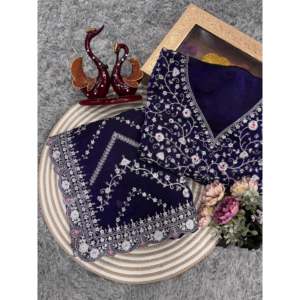 Sari de créateur avec des paillettes et des broderies Zari faites à la main, magnifiquement conçues - Product Image 2