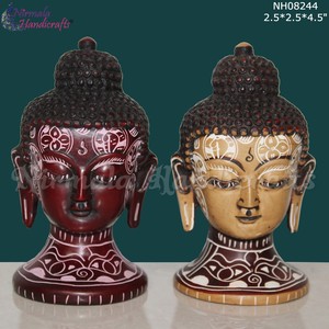 Juego de Estatuas de Cabeza de Buda Hechas a Mano en Resina |   Figura Espiritual Oriental para Decoración del Hogar y la Oficina |   Regalos y Artesanías de Feng Shui al por Mayor - Product Image 3