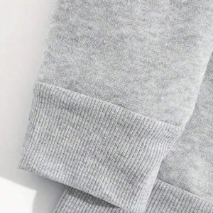 Sudadera con Capucha Gris para Hombre, Corte Holgado, Manga Regular, Color Sólido, con Bolsillo, Estilo Casual, 100% Algodón Felpa, Ecológica, 300g - Product Image 3