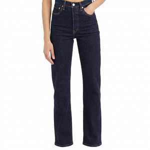<span class=keywords><strong>Jean</strong></span> skinny taille haute pour <span class=keywords><strong>femme</strong></span>, en denim tissé simple, couleur foncée, pour toutes les saisons, décontracté, à porter au quotidien - Product Image 1
