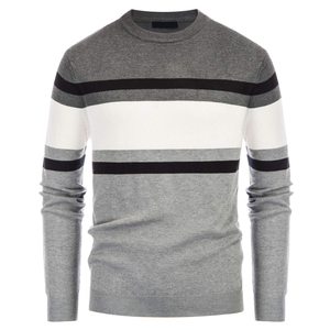 OEM Service Custom Men's Organic Cotton Knit Crewneck Sweater Breathable Pullover Ribbed Sweatshirt - Product Image 1