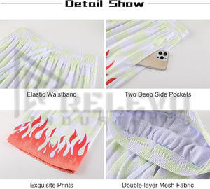 กางเกงขาสั้นเบอร์มิวดาผู้ชายสไตล์ฮิปฮอปลำลอง ไซส์ใหญ่ แห้งเร็ว ผ้าฝ้าย 100% ระบายอากาศได้ดี เอวยางยืดปานกลาง มีกระเป๋า ผ้าเนื้อดี - Product Image 6