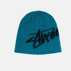 Direct Factory Unisex Beanie Hat Solid Color Flock Print Letter Pattern Street Style <b>Winter</b> <b>Cap</b> Adult Size 56-58CM Beanies - Product Image 2