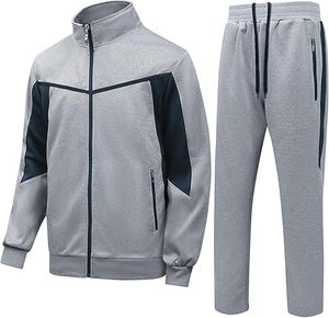 <b>Men's</b> Dark Green 2 1 Printed Tracksuit Full Zip <b>Jacket</b> Matching Pants Solid Color Sporty Casual Winter Quick Dry Polyester - Product Image 3