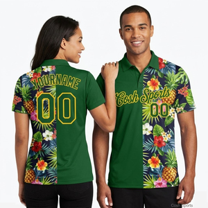 Camiseta Polo con Estampado por Sublimación, Diseño Floral Tropical, Secado Rápido, Transpirable, Camisetas Polo Deportivas para Hombre y Mujer - Product Image 1
