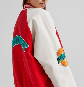 Custom High Street Chenille Patches Embroidery Winter Collarless Varsity <b>Jackets</b> Breathable Eco-Friendly Wool Sleeves Quick - Product Image 3