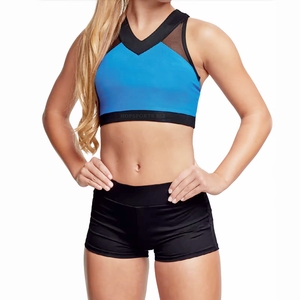 Conjunto de entrenamiento de animadoras unisex diseñado a medida: sujetador deportivo y pantalones cortos para calentamiento. - Product Image 2