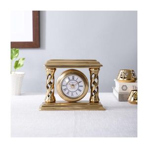 Brass Circular Desk <b>Clock</b> Traditional Design Golden Finish Silent Projection Eco-friendly Quartz Movement Needle Display <b>Battery</b> - Product Image 3