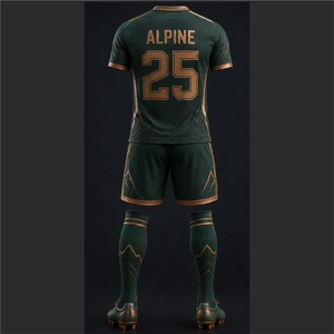 Conjunto de Camiseta de Fútbol Personalizada para Hombre en Verde Oscuro con Logotipo de Montaña Sublimado, Transpirable, de Manga Corta, Ajuste Atlético, para Toda Temporada - Product Image 2