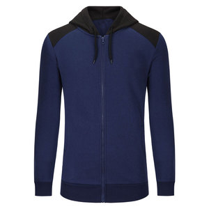 Men Autumn Sporty Tracksuit Set Black Blue Color Blocking Full <b>Zip</b> <b>Hooded</b> Long Sleeve Joggers Breathable Lightweight 100% Cotton - Product Image 5