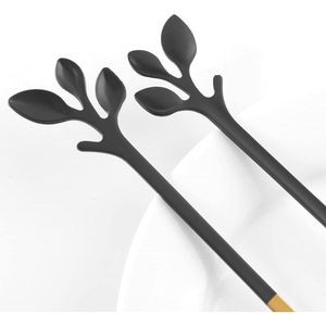 Elegante Set di 10 Mini Cucchiaini da Caffè e Tè in Acciaio Inox da 4,7 Pollici, Nero e Oro con Foglia d'Oro, per Servire Dessert - Product Image 3