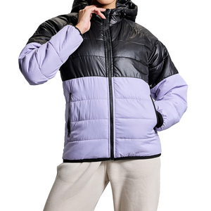 100% Polyester Material Made Women's <b>Cropped</b> Zipper <b>Puffer</b> <b>Jackets</b> Double Panel Winter Fashion Wear Padded Bubble Coats Women - Product Image 5
