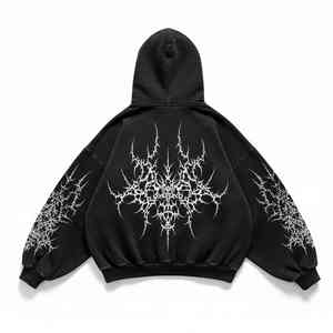 Sweat-shirts à capuche unisexes en molleton épais 450 g/m², coupe oversize, effet délavé, épaules tombantes, avec broderie de logo personnalisée et poche. - Product Image 2