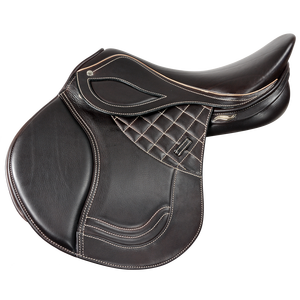 Silla de montar de cuero negro para caballo, para doma y salto ecuestre, cómoda y de cuero. - Product Image 1