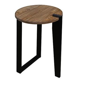 Práctica mesa auxiliar con superficie de madera y estructura de hierro que ofrece funcionalidad con la resistencia del hierro y la elegancia del madera. - Product Image 5