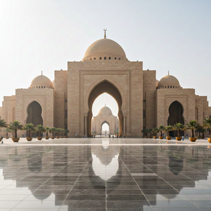 Gran Complejo Islámico con Fachada Exterior de Piedra Caliza Beige y Elementos de Arco Modulares - Product Image 2