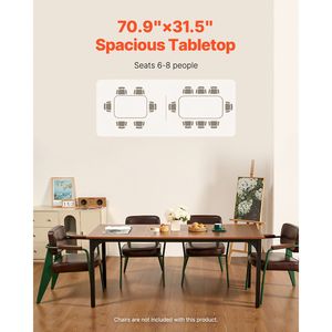 71-Inch Rectangle <b>Dining</b> <b>Table</b> Large <b>Rustic</b> <b>Wood</b> Furniture Stable 6-8 Person Farmhouse Dinner <b>Table</b> Rectangular Conference Desk - Product Image 6