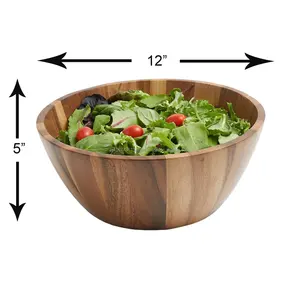 ชามไม้มะม่วงธรรมชาติพร้อมเซิร์ฟเวอร์สลัดที่เข้ากันเหมาะสำหรับการเสิร์ฟสลัดผลไม้และการตกแต่งห้องครัวที่มีสไตล์ - Product Image 4