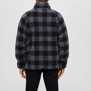 Custom Men's Sherpa Fleece <b>Jacket</b> <b>Winter</b> Stand Collar Faux Fur Polyester Coat - Product Image 4