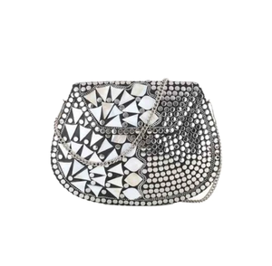 <b>Silver</b> Mosaic <b>Clutch</b>: Metal Embellished Evening Purse Resin Crafts - Product Image 6