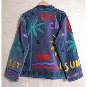 Indian Handmade <b>Velvet</b> Suzani <b>Jacket</b> Embroidery Boho Long Sleeve Designer <b>Women</b> Ethnic Outerwear - Product Image 3