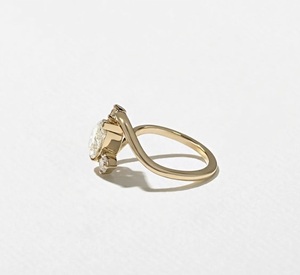 Bague en or massif 18 carats certifiée IGI avec diamant de laboratoire 2 carats en forme de poire, bague ouverte, bague de fiançailles, bijou délicat et élégant, cadeau - Product Image 4