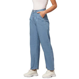 บริการผลิตเสื้อผ้า OEM ODM สำหรับทุกฤดูกาล กางเกงยีนส์เอวสูงสำหรับผู้หญิง สไตล์สตรีทแวร์ พร้อมบริการสกรีนโลโก้ตามสั่ง - Product Image 5