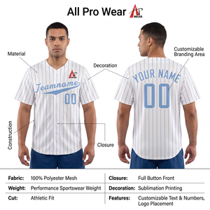 Camiseta de Béisbol Personalizada con Rayas Finas, Manga Corta, Botones, Uniforme Deportivo - Product Image 5
