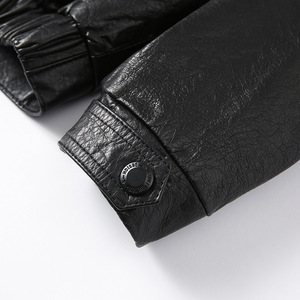 Chaqueta de Cuero Genuino Personalizada, Cortavientos, para Hombre, Estilo Motero, con Logotipo de Marca Privada OEM, Moda Urbana, Ropa al por Mayor - Product Image 5