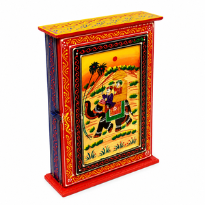 Hand Painted Wooden Key Box | Traditional <b>Elephant</b> Wall Mounted Key Cabinet | Handmade Wooden Key Holder Organizer - Product Image 4