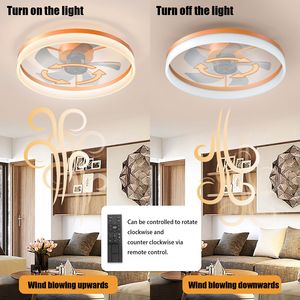 Ventilatori da Soffitto LED Moderni con Luci Dimmerabili e Installazione Sottile a Incasso, Colore Arancione - Product Image 6