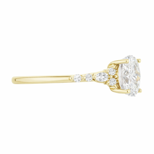 แหวนหมั้นเพชรทรงรีและทรงกลมทองคำแท้ 9K 10K 14K 18K ประดับเพชรแล็บโกรว์ ดีไซน์วินเทจ ประดับเพชรเม็ดเล็กๆ รอบวงแหวน แหวนแต่งงาน แหวนสวยงาม - Product Image 2