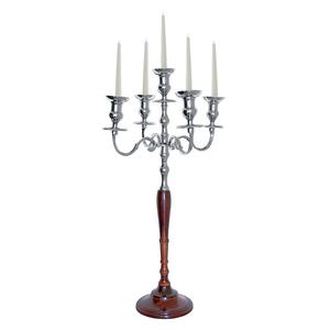 Candélabre en fonte d'aluminium fait à la main avec base en bois bougeoir personnalisé pour la décoration de mariage et les cadeaux - Product Image 5