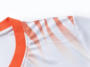 High Quality Men's White V-Neck Soccer Jersey Set With Orange Shorts Moisture Wicking Polyester All Seasons <b>Athletic</b> Fit - Product Image 3