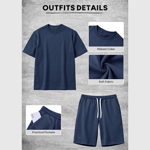 Elegant Look Cheap Shorts <b>Sets</b> New Style Custom Logo Men's Streetwear Jogging <b>Set</b> Solid Color 2 Piece Custom Men's Shorts <b>Sets</b> - Product Image 3
