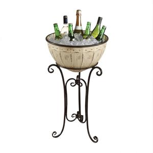 Bacs à vin ronds en métal galvanisé avec support et poignées pour la décoration d'événements, bacs à vin et seaux à glace en métal blanc en promotion - Product Image 1