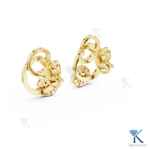 Pendientes de tuerca florales circulares con diamantes CVD cultivados en laboratorio, oro macizo de 14K y 18K, joyería de lujo fina para mujer, fabricante. - Product Image 4