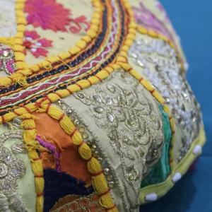 Cojín de suelo de retazos Cojín de meditación | Funda de almohada de suelo redondo Boho Hippie decoración del hogar funda de cojín - Product Image 3